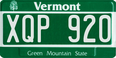 VT license plate XQP920