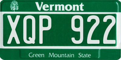 VT license plate XQP922