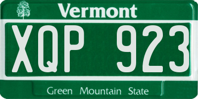 VT license plate XQP923