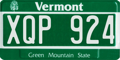VT license plate XQP924