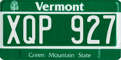 VT license plate XQP927