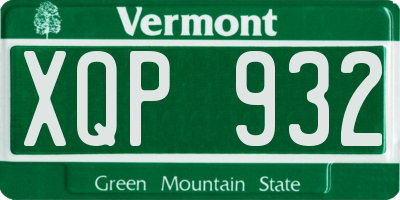 VT license plate XQP932