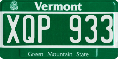 VT license plate XQP933