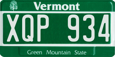 VT license plate XQP934