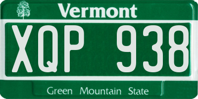 VT license plate XQP938