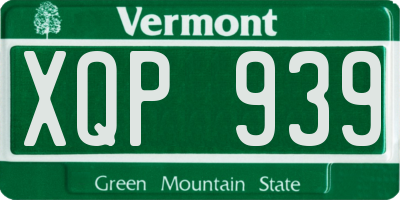 VT license plate XQP939