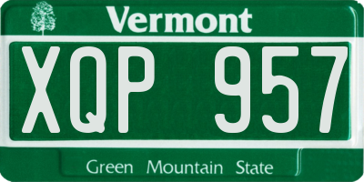 VT license plate XQP957