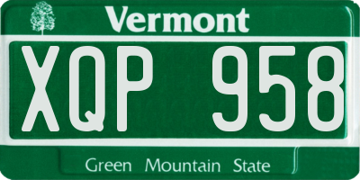 VT license plate XQP958