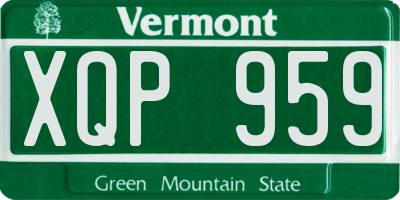 VT license plate XQP959