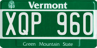 VT license plate XQP960