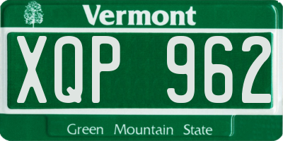 VT license plate XQP962