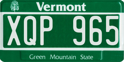 VT license plate XQP965