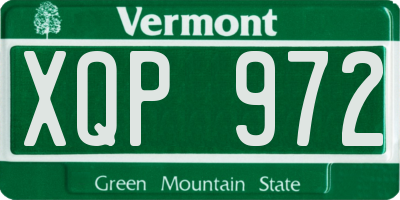 VT license plate XQP972