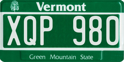 VT license plate XQP980