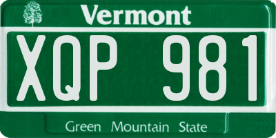 VT license plate XQP981
