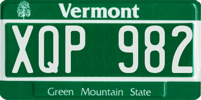 VT license plate XQP982