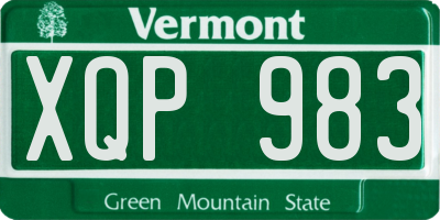 VT license plate XQP983
