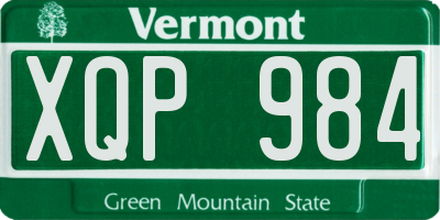 VT license plate XQP984
