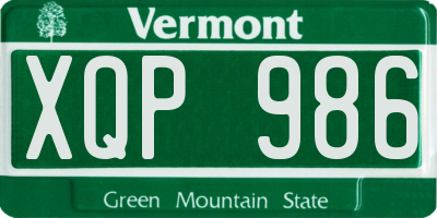 VT license plate XQP986