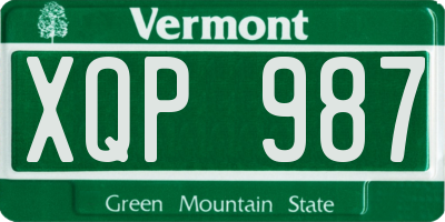 VT license plate XQP987