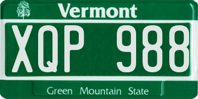 VT license plate XQP988