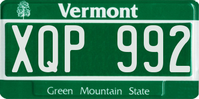 VT license plate XQP992