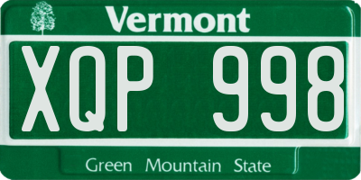 VT license plate XQP998