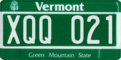 VT license plate XQQ021