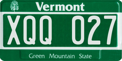 VT license plate XQQ027