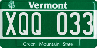 VT license plate XQQ033