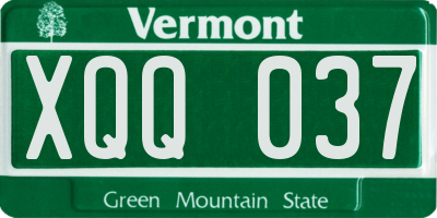 VT license plate XQQ037