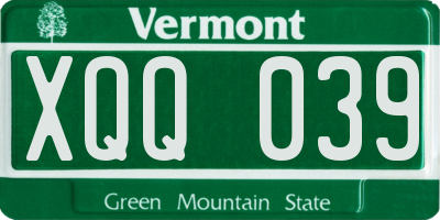 VT license plate XQQ039