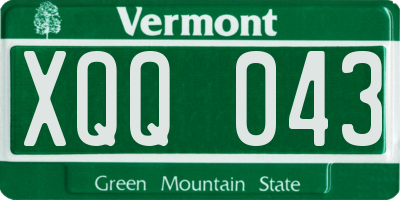 VT license plate XQQ043