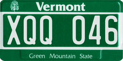 VT license plate XQQ046