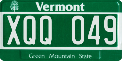 VT license plate XQQ049