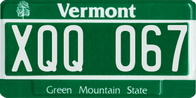 VT license plate XQQ067