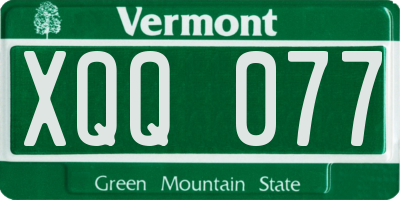 VT license plate XQQ077
