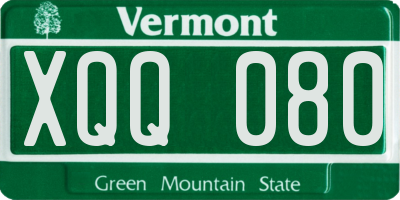 VT license plate XQQ080
