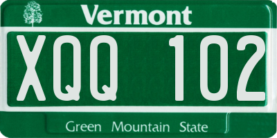 VT license plate XQQ102