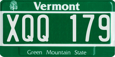 VT license plate XQQ179
