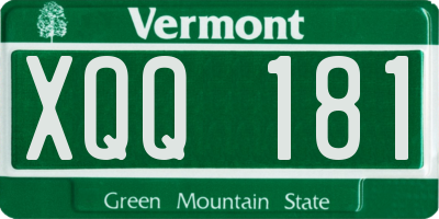 VT license plate XQQ181