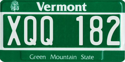 VT license plate XQQ182