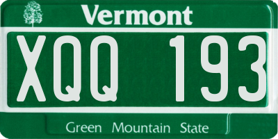 VT license plate XQQ193