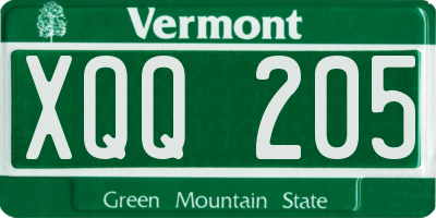 VT license plate XQQ205