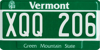 VT license plate XQQ206