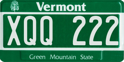 VT license plate XQQ222