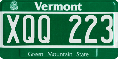 VT license plate XQQ223