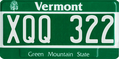 VT license plate XQQ322