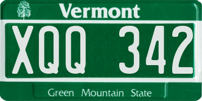VT license plate XQQ342