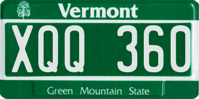 VT license plate XQQ360